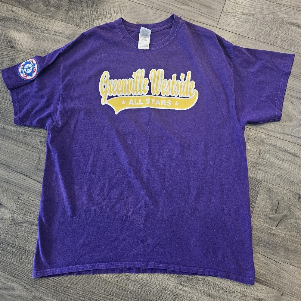 XL Purple Yellow Greenville Westside All Stars T-Shirt Jersey City Baseball‎